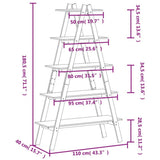 5-Tier Shelf A-shape 110x40x180.5 cm Solid Wood Pine 832331
