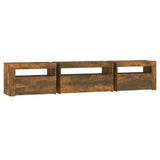 TV Cabinet with LED Lights Smoked Oak 195x35x40 cm 3152743