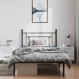 Metal Bed Frame without Mattress with Headboard Black 100x200cm 374334