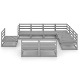 9 Piece Garden Lounge Set Grey Solid Pinewood 3075786