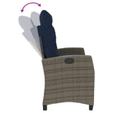 Reclining Garden Bench with Cushions Grey Poly Rattan 368233