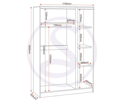 ZNTS Malvern 3 Door Wardrobe 100-101-172