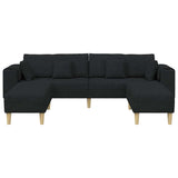 Fabric Sofa with Cushion 3 pcs Black 208 cm Fabric 3335164