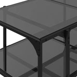 Coffee Table with Black Glass Top 98.5x50x45 cm Steel 846043
