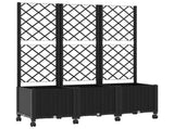 Garden Planter with Trellis&Wheels Black 120 x 40 x 146 cm PP 3423057