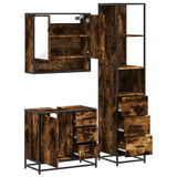 3 Piece Bathroom Furniture Set Smoked Oak Engineered Wood 3301167