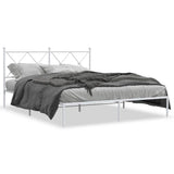 Metal Bed Frame without Mattress with Headboard White 150x200cm 376553