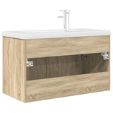 Bathroom Sink Cabinet with Built-in Basin and Faucet Sonoma Oak 3325015