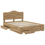 Bed Frame with Drawer Artisan Oak 140 x 190 cm Engineered Wood 3413611