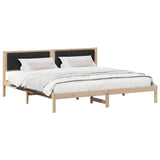 Bed Frame with Headboard Black 200 x 200 cm Solid Pine Wood 3394240