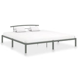 284667 Bed Frame without Mattress Grey Metal 180x200 cm Super King