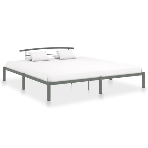 284667 Bed Frame without Mattress Grey Metal 180x200 cm Super King
