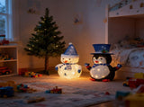 Set of 2 Lighted Plush Penguin and Snowman Christmas Decorations, Pre-lit Pull Up Holiday Decor with 46065456