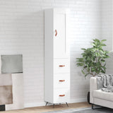Highboard High Gloss White 34.5x34x180 cm Engineered Wood 3200171