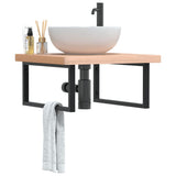 Basin Shelf Wall Mounted Steel and Solid Wood Beech 3302505