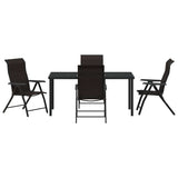 Garden Dining Set 5 pcs Black Coffee Powder-Coated Steel 3379271