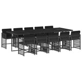 11 Piece Garden Dining Set with Cushions Black Poly Rattan 3211651