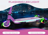 Electric Scooter for Kids Aged 4-7 Years, with Flashing LED Lights, Rear Auxiliary Wheels, Purple T3398P349469