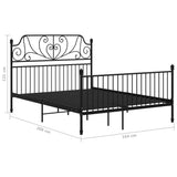 Bed Frame Black Powder-coated metal Double Durable Bed Frame 324853
