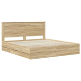 Bed Frame with Drawer Sonoma Oak 180 x 200 cm Engineer Wood 3410158
