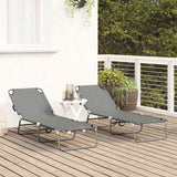 Folding Sun Lounger 2 pcs Grey 188 x 57 x 86.5 cm Polyester 42003149