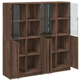 Bookcase with Doors Brown Oak 136x37x142 cm Engineered Wood 3206530