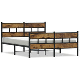 Metal Bed Frame without Mattress Smoked Oak 150x200 cm King Size 3308464
