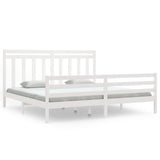 Bed Frame without Mattress White 200x200 cm Solid Wood 3105336