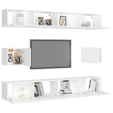 6 Piece TV Cabinet Set White Engineered Wood 3078684