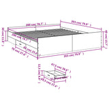 Bed Frame with Drawers without Mattress Black 200x200 cm 3280266