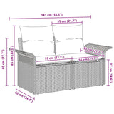 Garden Sofa with Cushion Beige 141 x 62 x 69cm Poly Rattan 42006706