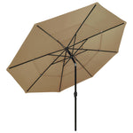 3-Tier Garden Parasol with Aluminium Pole Taupe 3.5 m 313879