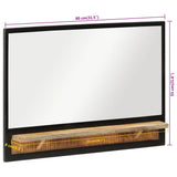 Mirror with Shelf 80x8x55 cm Glass and Solid Wood Mango 358579