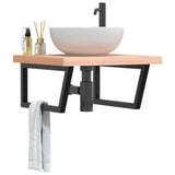 Basin Shelf Wall Mounted Steel and Solid Wood Beech 3302507