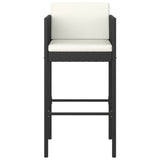 5 Piece Garden Bar Set with Cushions Black Poly Rattan 3203924