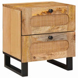 Bedside Cabinet 2 pcs Natural 40 x 33 x 46 cm Solid Mango Wood 4018043