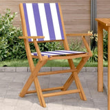 Garden Chairs 2 pcs Blue and White Solid Wood Acacia and Fabric 367674