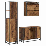Bathroom Furniture Set with Door 3 pcs Old Wood Engineered Wood 3402414