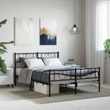 Metal Bed Frame without Mattress with Footboard Black 140x190cm 355481