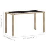 46449 Garden Table Beige 123x60x74 cm Poly Rattan
