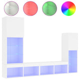 4 Piece TV Wall Units with LED White Engineered Wood 3216654