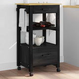 Kitchen Trolley MONZA Black 48 x 40 x 88.5 cm Solid Pine Wood 42027032