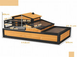 Wooden Tortoise House with Balcony, Tray, Roof, for Indoor and Outdoor, Yellow T3398P349999