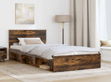 Bed Frame with Headboard Smoked Oak 90 x 200 cm Engineered wood 3407935