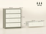 Chest of Drawers, Dresser with 4 Fabric Drawers - White and Grey T3398P377808