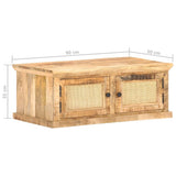Coffee Table 90x50x35 cm Solid Mango Wood and Natural Cane 289089