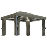 Gazebo with Curtain&LED String Lights 4x3 m Taupe 3070357