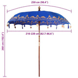 Balinese Parasol Blue 215 x 215 x 260 cm Cotton and Wood 42006457