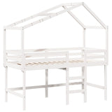 ZNTS Loft Bed with Ladder and Roof without Mattress White 90x190 cm Single 3282069