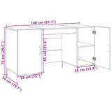 Desk with Storage Black Oak 140 x 50 x 75 cm Engineered Wood 8004204